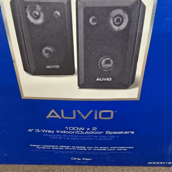 AUVIO 100W x 2 4” 3-Way Indoor/Outdoor Speakers One Pair 4000016 Water Resistant - Picture 3 of 15